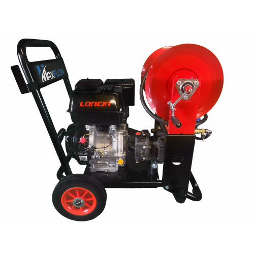 Maxflow Industrial Pressure Washer - Loncin G420 21 LPM Gearbox Driven Compact Frame + 30M Reel