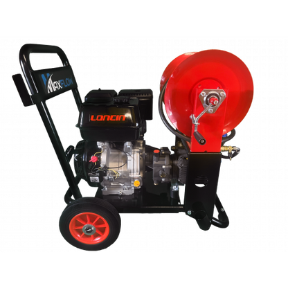 Maxflow Industrial Pressure Washer - Loncin G420 21 LPM Gearbox Driven Compact Frame + 30M Reel
