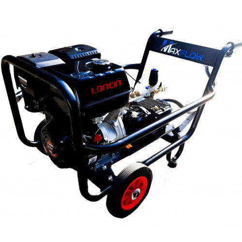 Maxflow Industrial Pressure Washer - Loncin G420 24 LPM Gearbox Driven Trolley Frame (Electric Start)