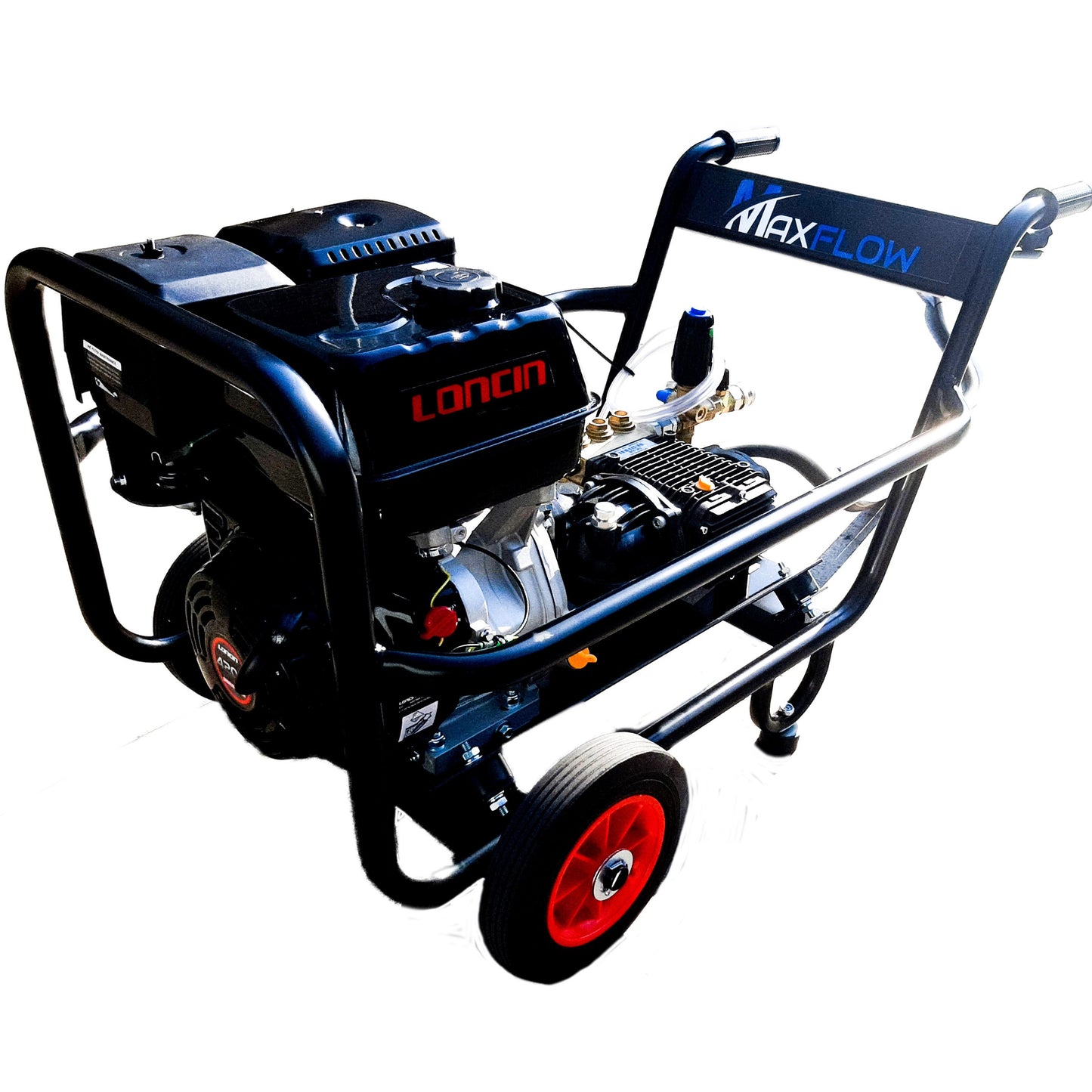 Maxflow Industrial Pressure Washer - Loncin G420 21 LPM Gearbox Driven Trolley Frame