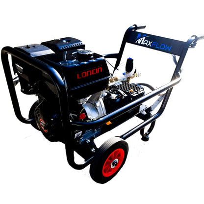 Maxflow Industrial Pressure Washer - Loncin G420 21 LPM Gearbox Driven Trolley Frame