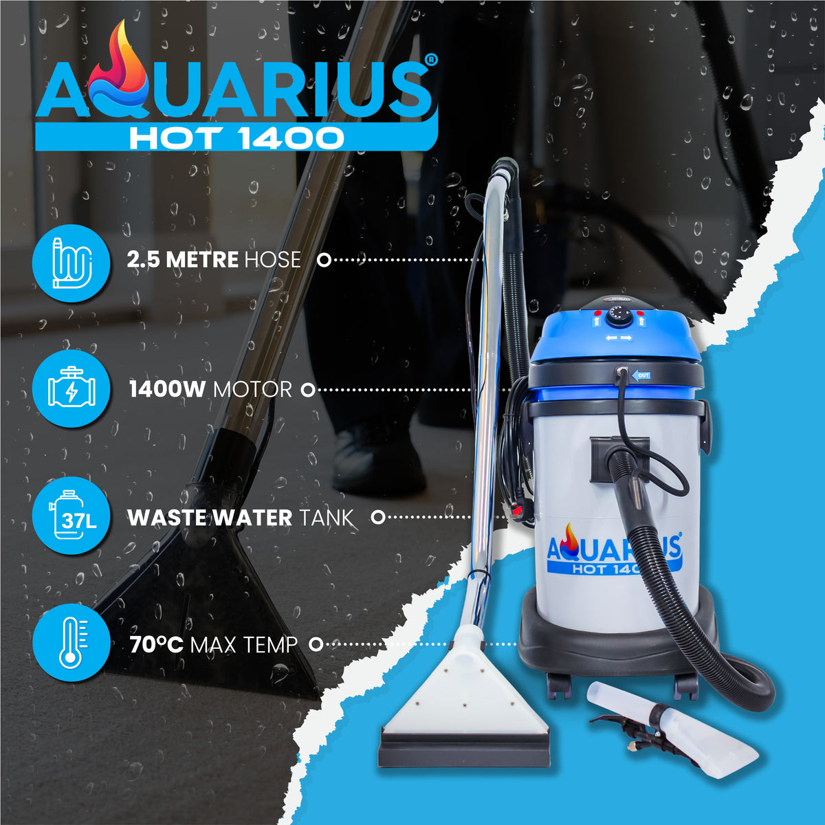 Kiam Products Aquarius Hot 1400 Professional Hot Water Carpet and Upholstery Cleaner