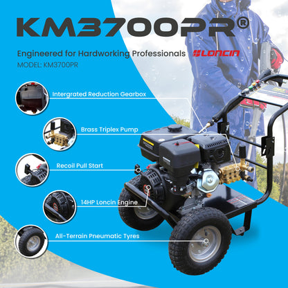Kiam Products Kiam KM3700PR Petrol High Pressure Washer Jet Cleaner - Gearbox Version (14HP)