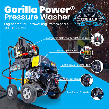 Kiam Products Kiam GORILLA POWER® 3600PSI 21LPM 15HP Petrol Pressure Washer Loncin Engine