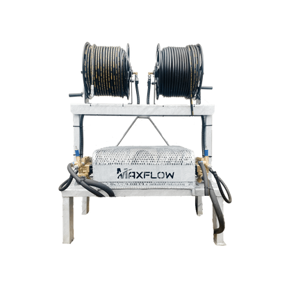 Maxflow Twin PTO Pressure Washer – Hawk Pump 2 x 30 LPM 200 BAR Galvanised Frame + x2 100M Reels