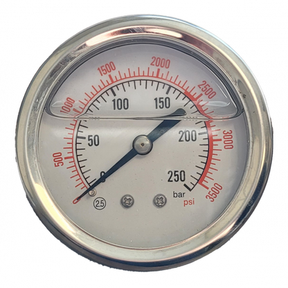 1/4" Back Fed Pressure Gauge 63mm 250 Bar