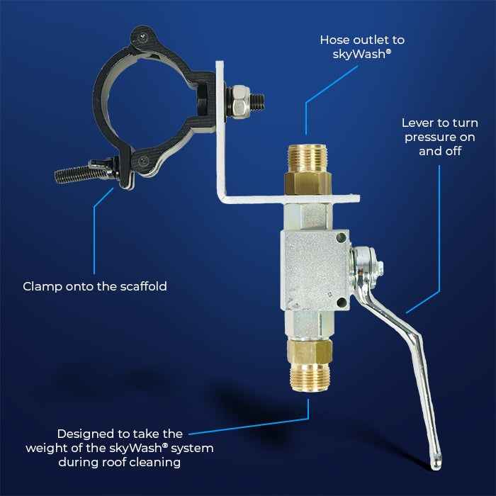 SkyVac skyWash Scaffold Hose Support with Shut-Off Valve