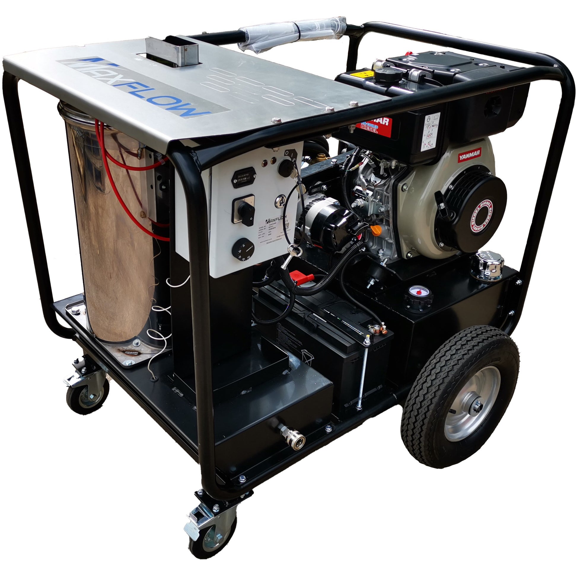 Maxflow Industrial Diesel Hot Pressure Washer - Yanmar L100-V 18 LPM Trolley Frame