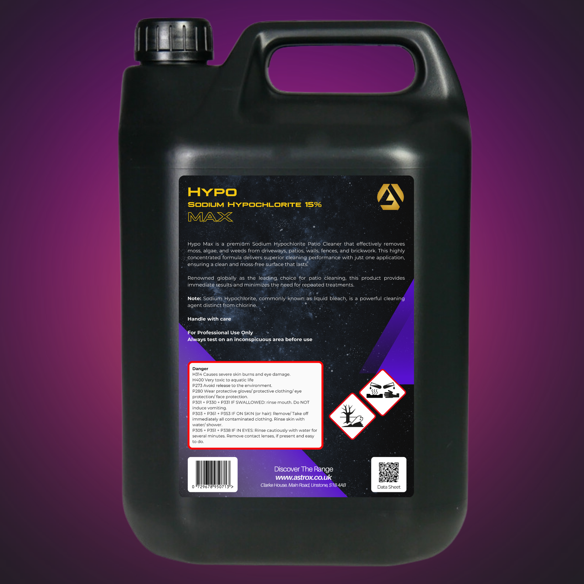 Astrox MAX Hypo Sodium Hypochlorite 15% - 5 / 20 Litres - Commercial Cleaning Machines Ltd