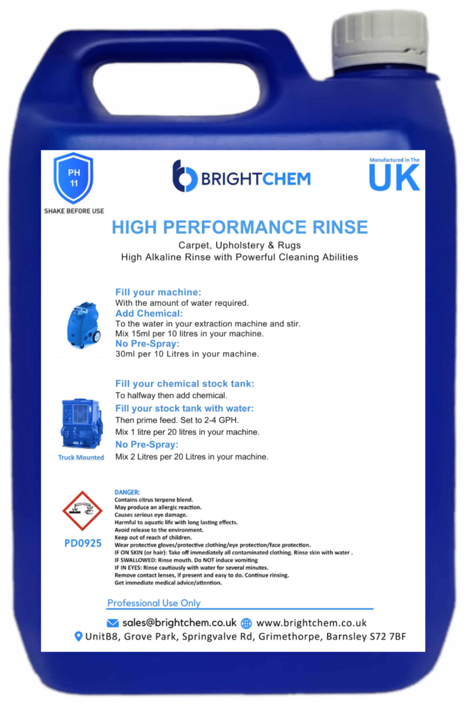 BrightChem High Performance Rinse - Powerful For All Soil Types 5L - Cleaning Chemicals