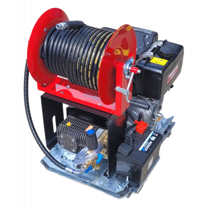 Maxflow Industrial Pressure Washer - Yanmar L100-V Comet Pump 15 LPM Skid Frame + 30M Reel
