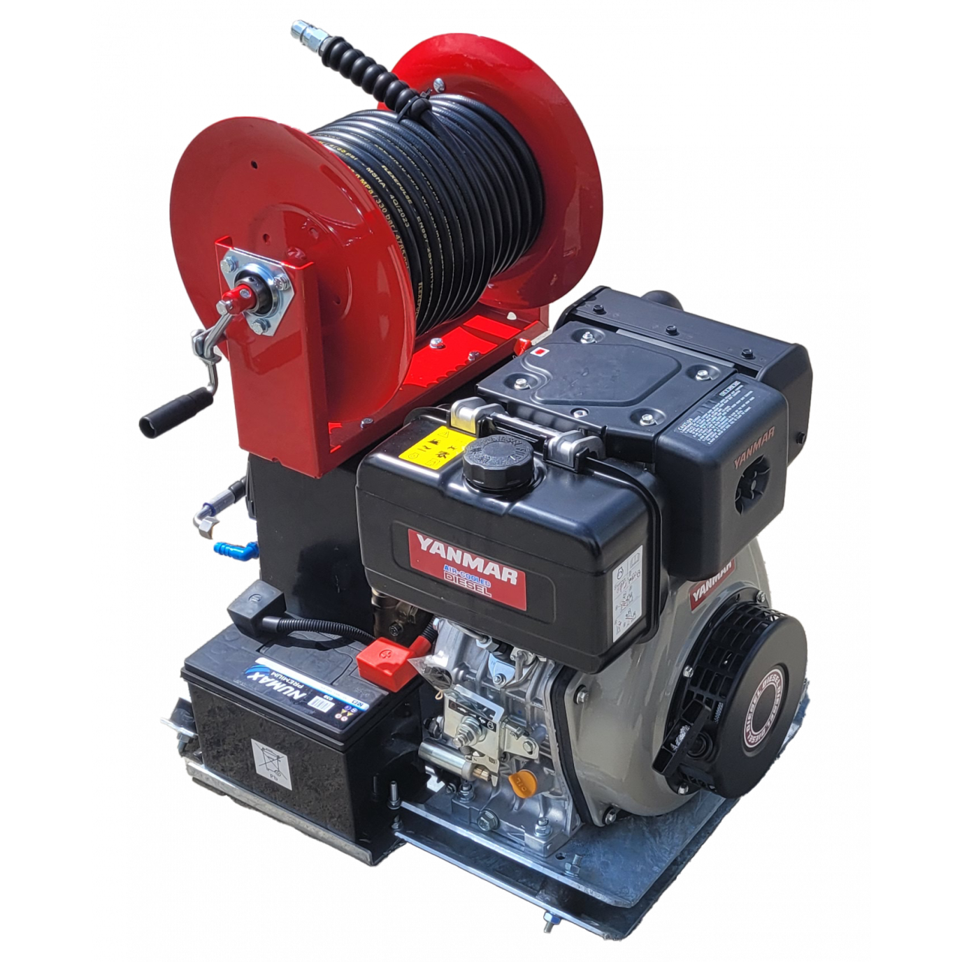 Maxflow Industrial Pressure Washer - Yanmar L100-V Comet Pump 18 LPM Skid Frame + 30M Reel