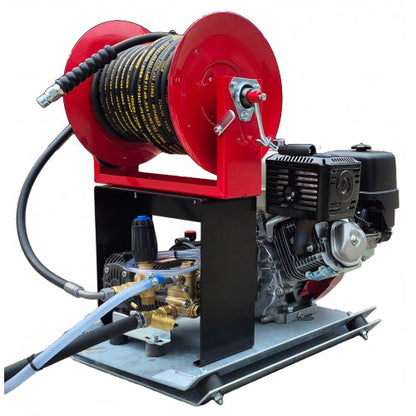 Maxflow Industrial Pressure Washer - Honda GX390 21 LPM Powerwasher Skid Frame + 30M Reel