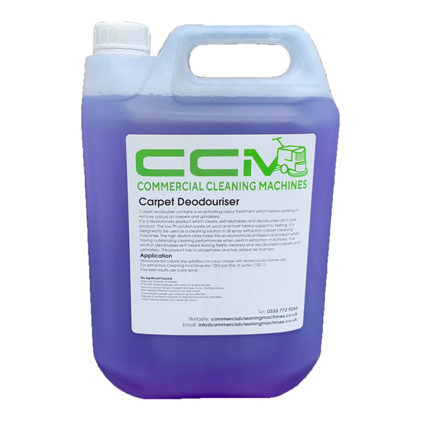 Commercial Cleaning Machines Cleaning Chemicals CCM Carpet Deodoriser - 5 Litres - Professional Odour Neutraliser and Deodoriser 722777681168 18093/5 - Buy Direct from Spare and Square