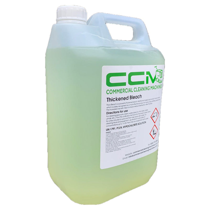 Commercial Cleaning Machines Cleaning Chemicals CCM Thickened Bleach - 5 Litres - Hypochlorite Solution 722777681328 94020/5 - Buy Direct from Spare and Square