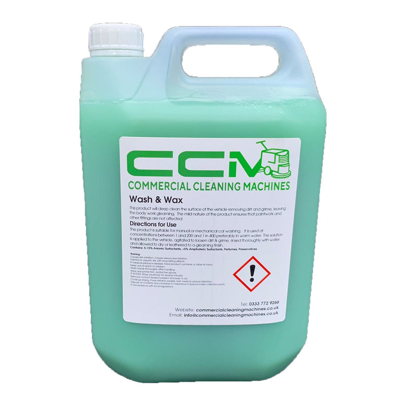 Commercial Cleaning Machines Cleaning Chemicals CCM Wash and Wax - 5 Litres - Premium Quality Shampoo and Carnuba Wax 722777681342 D414/5 - Buy Direct from Spare and Square