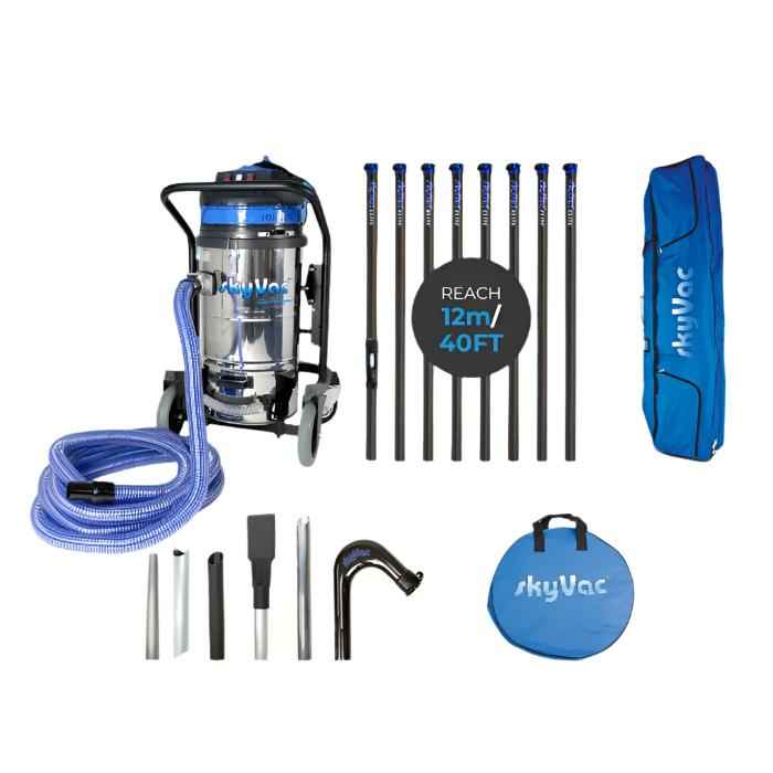 skyVac Industrial 85 With High Reach Pole Set - Triple Motor Machine With Upto 40ft Reach - Commercial Cleaning Machines Ltd