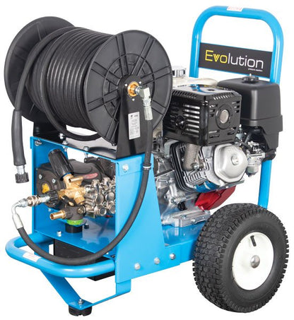 Evolution 2 Honda GX390 Pressure Washer - 21lpm - 200bar - 1450 RPM Gearbox Drive - Electric Start With Hose Reel & 40m
