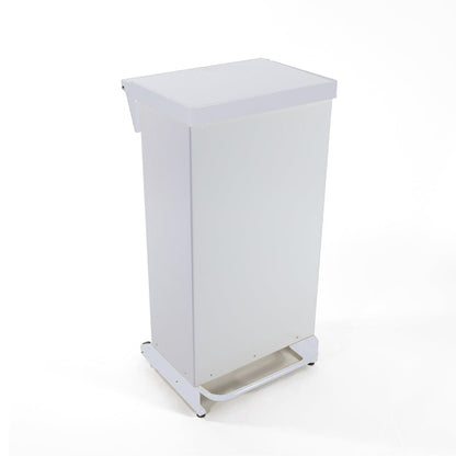 Fire Retardant Steel Bin Fixed Body Soft Close 65 Litre - White