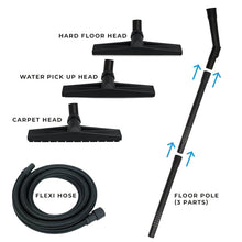 SkyVac Wet and Dry Floor Kit with 3m Hose and Three Floor Heads