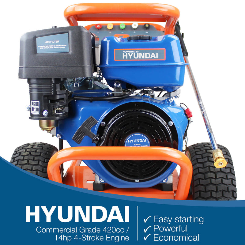 Hyundai Pressure Washer P1 P4200PWT Hyundai Petrol Pressure Washer - 4200psi 15lpm 0600231974387 P4200PWT - Buy Direct from Spare and Square