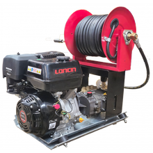 Maxflow Industrial Pressure Washer - Loncin G420 21 LPM Powerwasher Skid Frame + 30M Reel