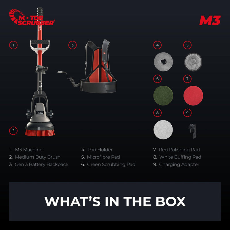 Motor Scrubber Scrubber Dryer MotorScrubber M3S - Portable, Powerful, Commercial Scrubber For Hard To Clean Areas - 38cm Handle M3S - Buy Direct from Spare and Square