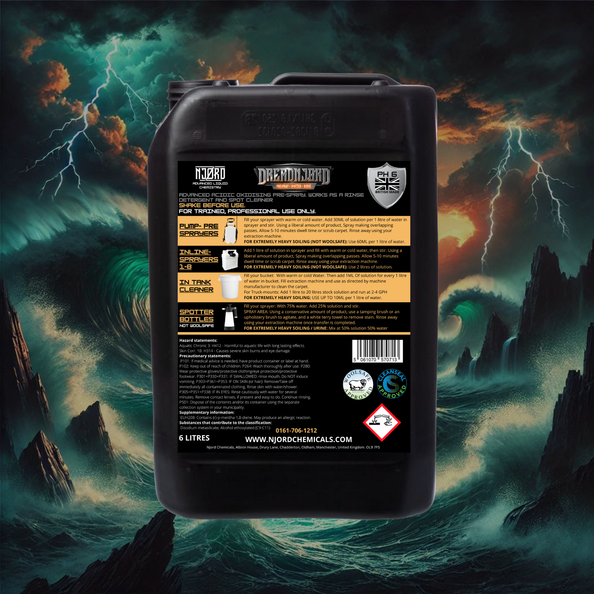 Njord DreadNjord 6l - Woolsafe Pre Spray Spotter & Rinse With Deodoriser - Cleaning Chemicals