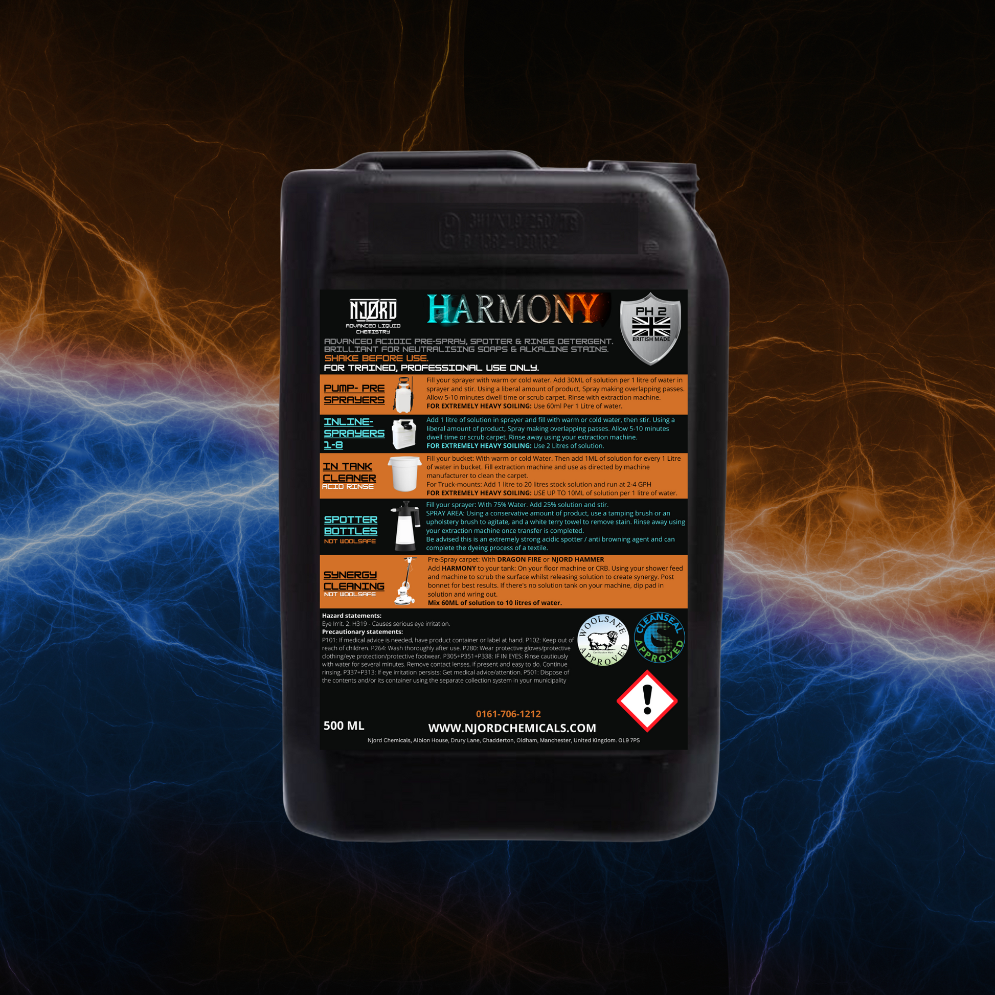 Njord Harmony 6l - Woolsafe High Power Acidic Pre Spray Spotter & Rinse - Cleaning Chemicals