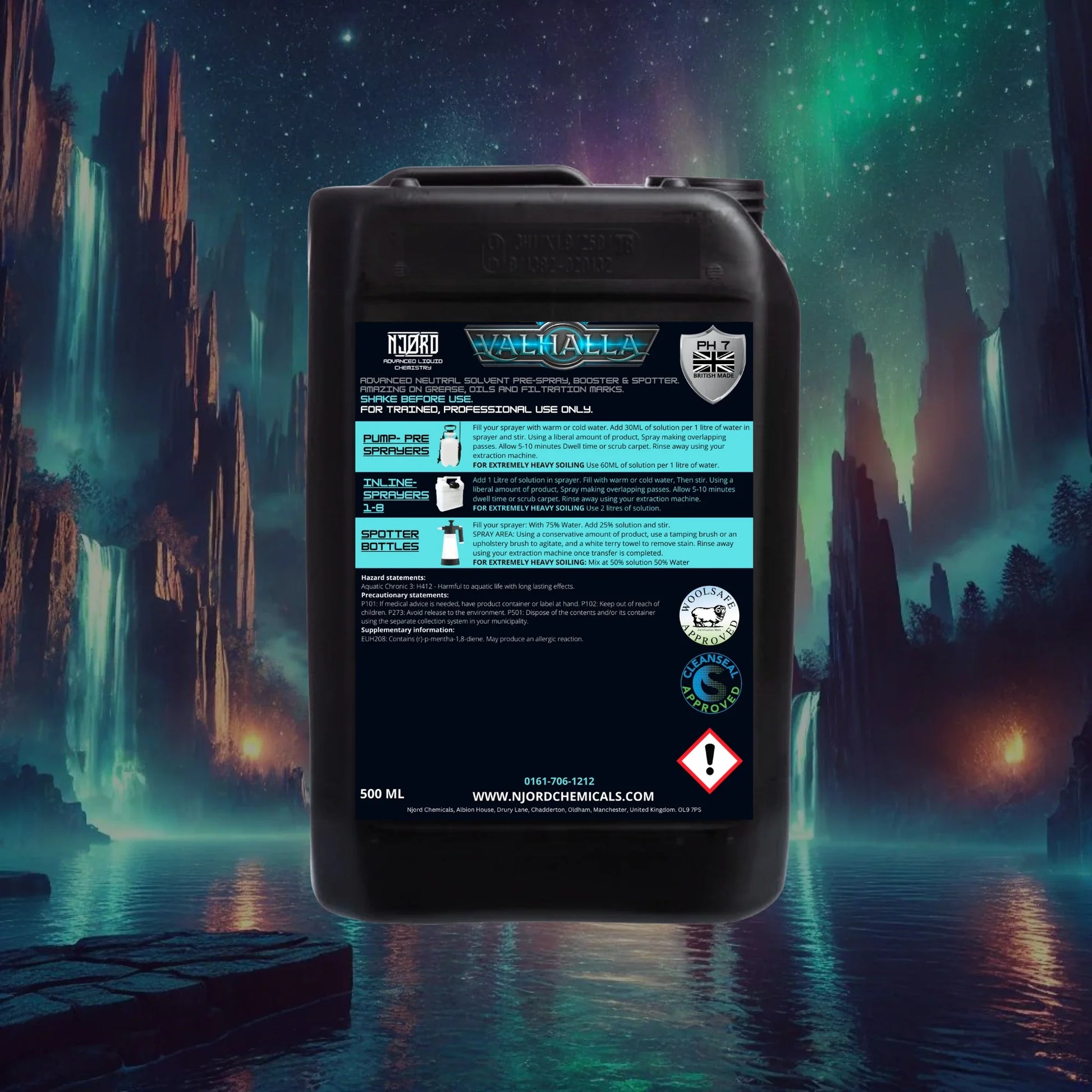 Njord Valhalla 6l - Woolsafe Carpet Upholstery and Fine Fabric Pre Spray - Cleaning Chemicals