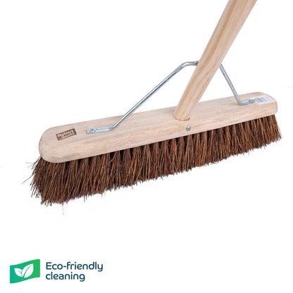 Wooden Platform Broom Stiff Bristle 18" With Metal Stay & 59" Handle