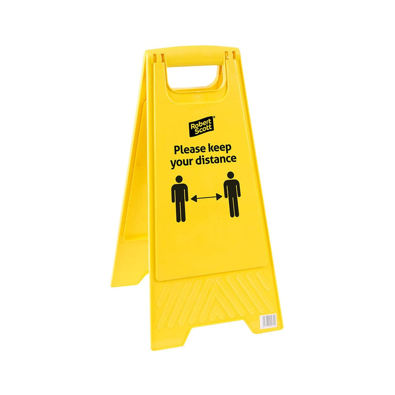 Robert Scott Safety Signs Yellow Social Distancing Std Floor Safety Sign - Box of 5 104366-Yellow - Buy Direct from Spare and Square