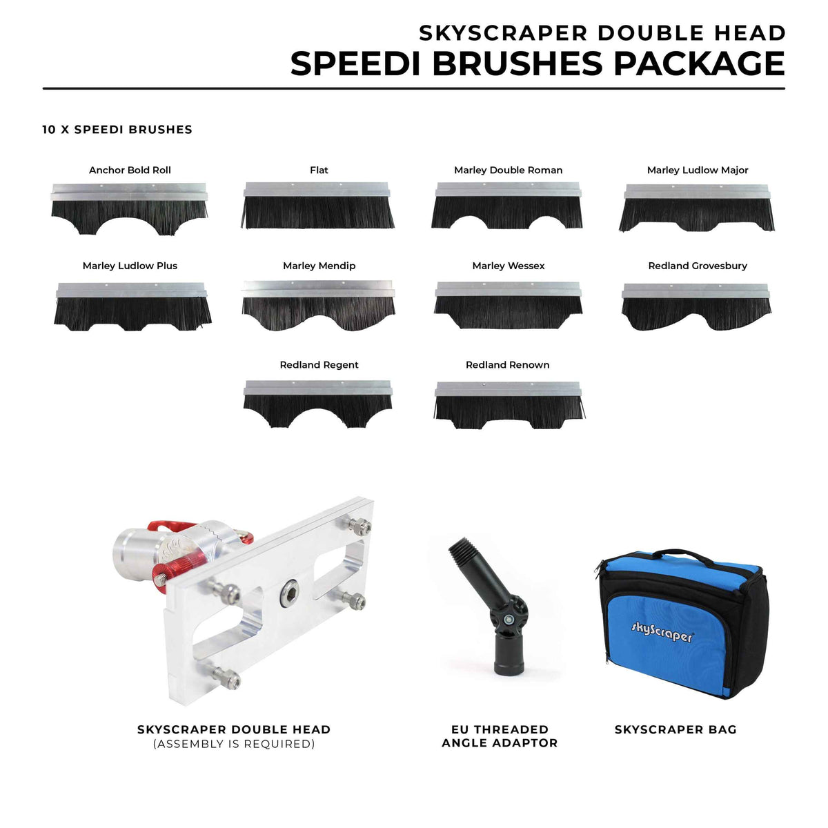 SkyVac skyScraper Double Head Speedi Brush Package with Pole Connection