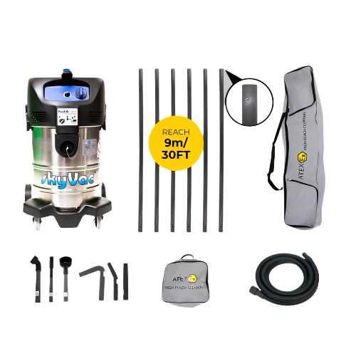 skyVac Atex A37 With High Suction Atex Certified Carbon Fibre Pole Set - Vacuum Cleaner