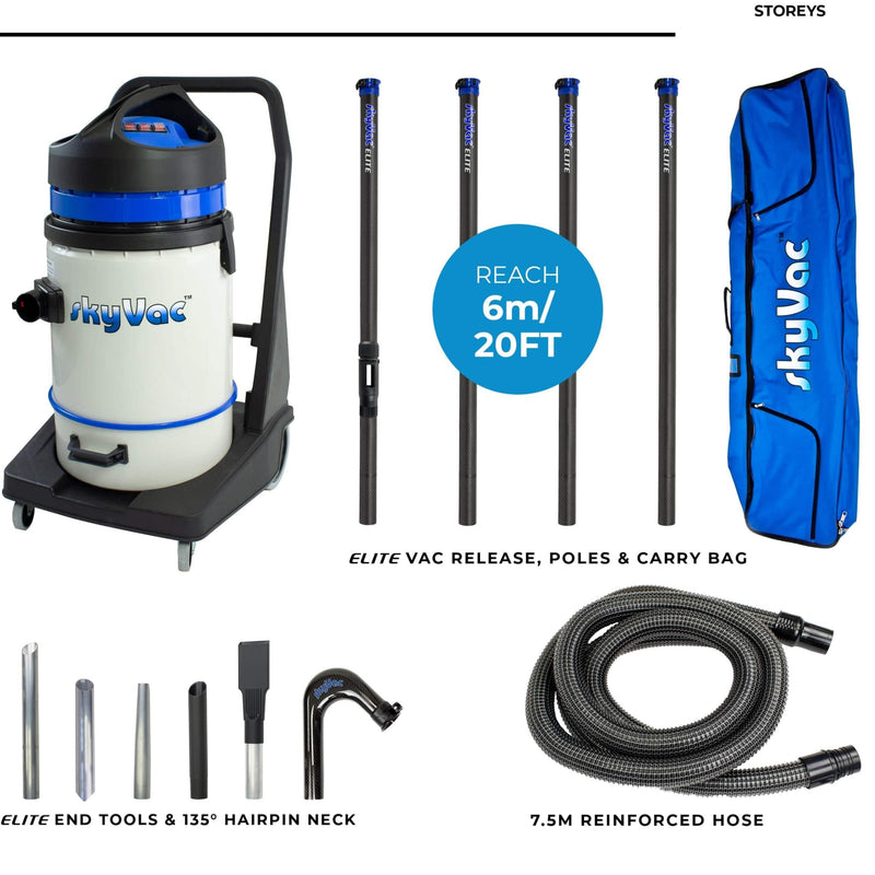 SkyVac Commercial Plus - With High Reach Pole Set - 3 Motor Machine With Up to 40ft Reach - Vacuum Cleaner