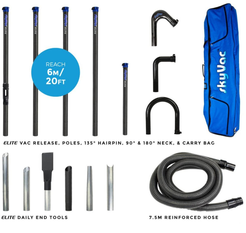 SkyVac Vacuum Spares 4 Elite Poles 20ft (6m) SkyVac External High Reach Elite Pole Set With Hose, Neck & Tool Set - 20ft to 40ft Elite Pole Set 4 Pole Kit - Buy Direct from Spare and Square