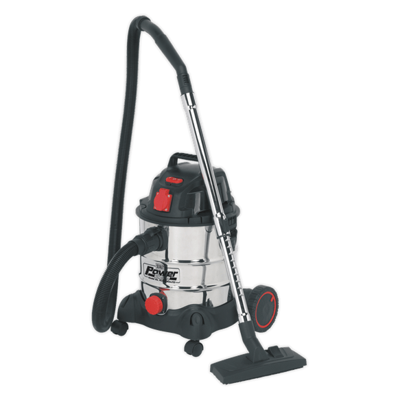 Sealey Vacuum Cleaner Sealey 1400w 20 Litre Wet and Dry Vacuum Cleaner - Stainless Drum - Power Take Off PC200SDAUTO - Buy Direct from Spare and Square